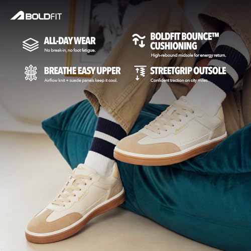 Image of Boldfit Sneakers for Men Casual Stylish Sneakers for Man with Premium PU Leather Upper, Cushioned Insole, Padded Collar, Breathable Lining & TPR Grip Sole Everyday Wear Shoes for Men Klunys