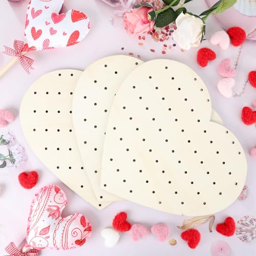 3 Pack 13 Inch Wreath Boards Valentine\'s Day Heart Wreath Frames for Craft Heart Shaped Wooden Wreath Frame Floral Wreath Form Wood Wreath Base for DIY Crafts Valentine Weddings Floral Decorations - Thumbnail 3