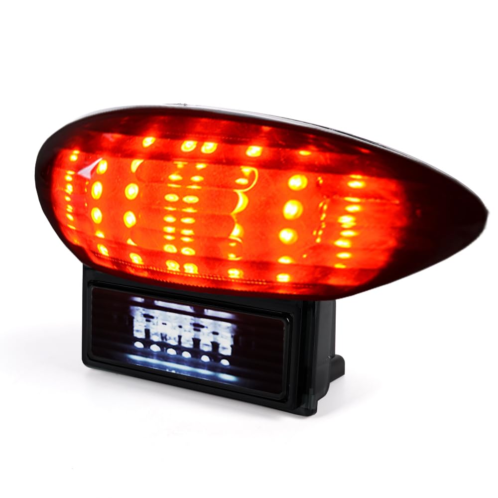 AMOPA Integrated Smoke Lens Stop Brake Turn Signal Indicator Tail Light Lamp compatible with 1999-2007 Suzuki Hayabusa Gsxr 1300 2003-2006 Katana 600 750 (M08-140-AMP-1-BE)