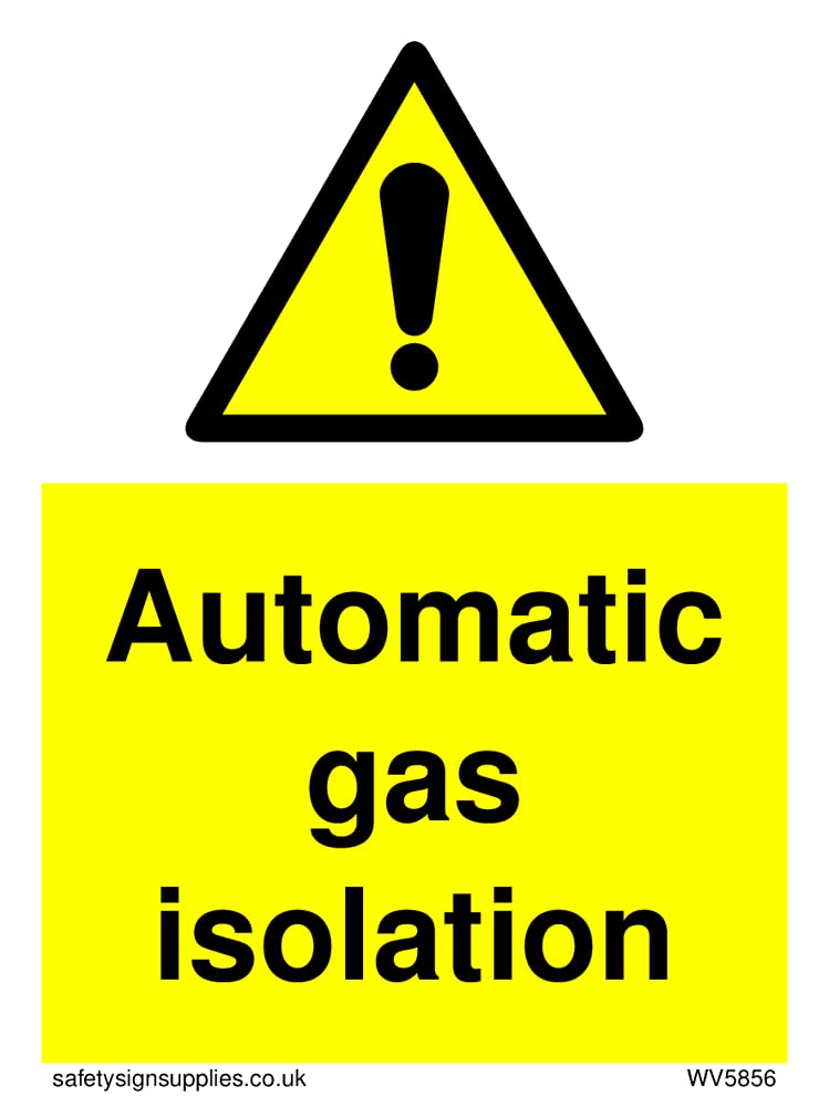 Pack of five - Automatic gas isolation warning Sign - 75x100mm - A7P