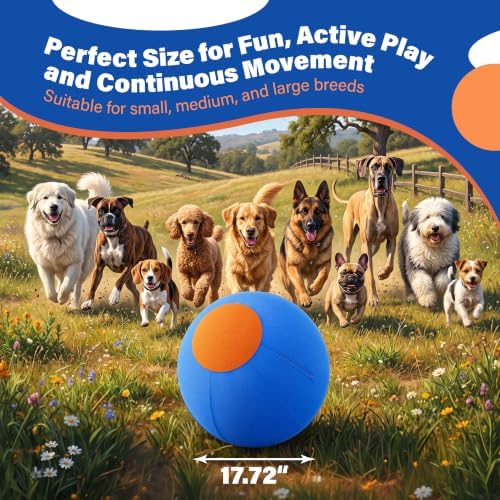 Wellpally Herding Ball for Dogs - Large Instinct Dog Herding Ball Inflatable Outside Toys for Yard Horse Australian German Shepherd Blue Heeler - 18 Inch Durable Pets Balls with Cover for Outdoor Play - 3