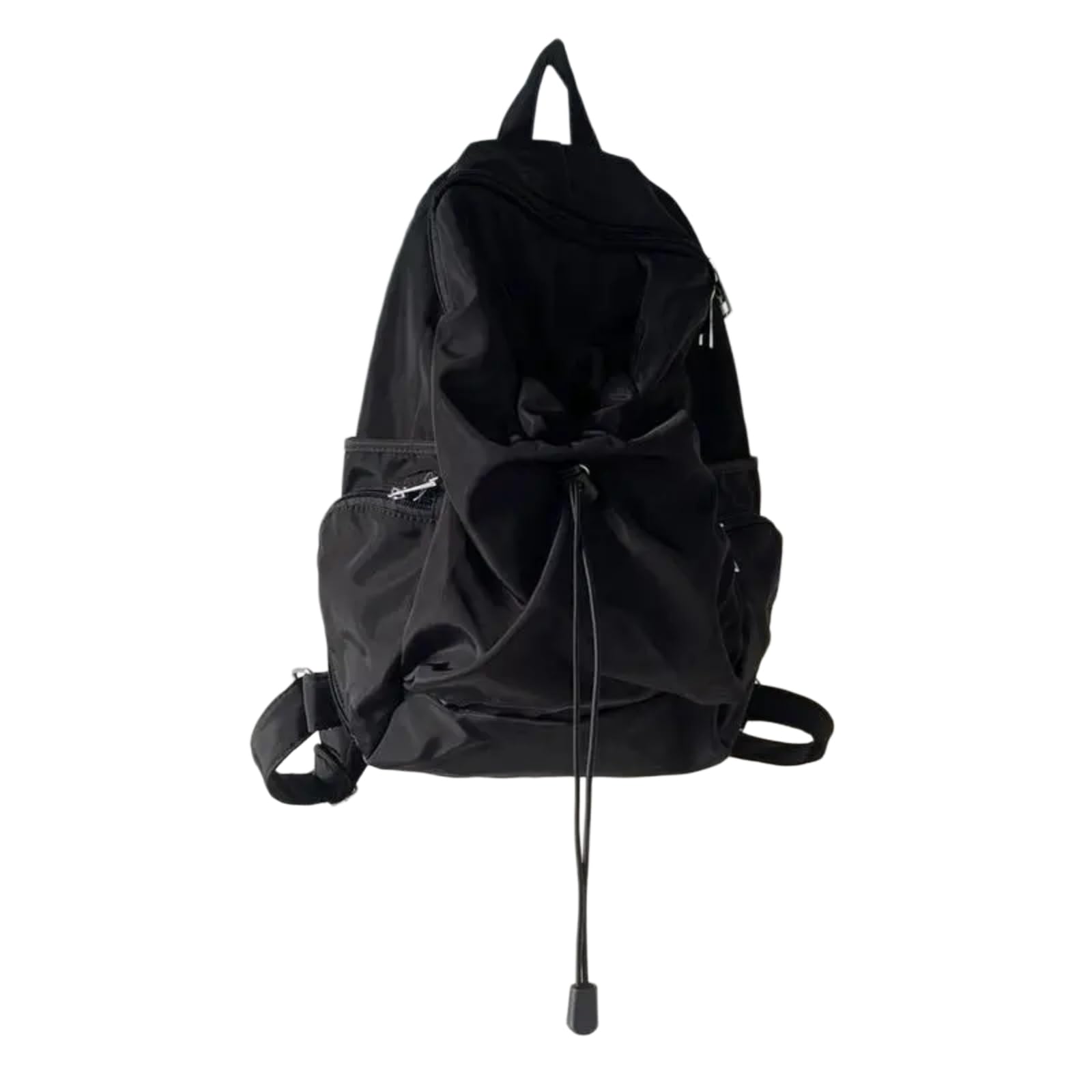 Zaino A Cordone in Nylon Leggero, Scolastico Casual di Grande capacità per Studenti Unisex-Black