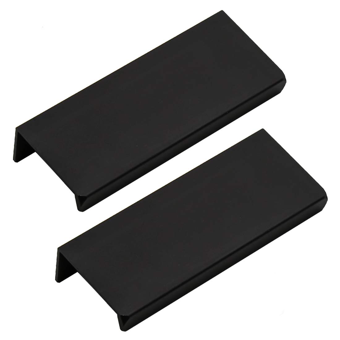 LC LICTOP Edge Pull Handles for Cabinets, 3.15 Inch Aluminum Alloy Finger Tab Pulls, Concealed Drawer Handles for Kitchen, Dresser, Wardrobe, 2.52 Inch Hole Spacing, 2Pcs Black Edge Pulls