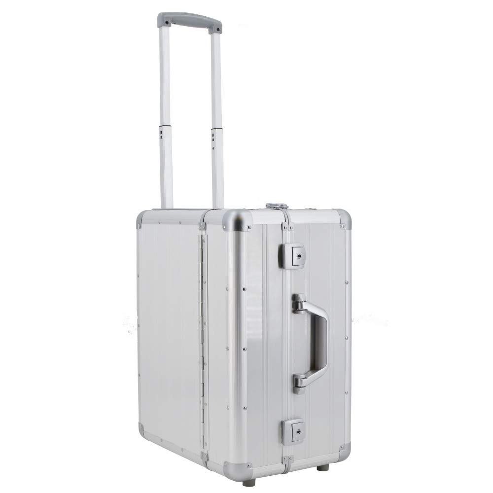 XXL Pilotenkoffer mit Rollen mit Trolley von SONOVO aus Aluminium in Silber 45165 | Alukoffer, Aktenkoffer, Businesskoffer | Für den täglichen Geschäftseinsatz, für Kundentermine und Messebesuche