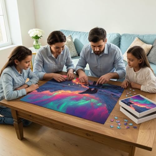Rompecabezas para Adultos de 1000 Piezas: Oso bajo las Luces del Norte, Difícil e Imposible, Sin Polvo, con Letras en el Reverso y Poster a Escala 1:1, Juego Familiar, Decoración para el Hogar y Regalo (27,6" x 19,7") miniatura 6
