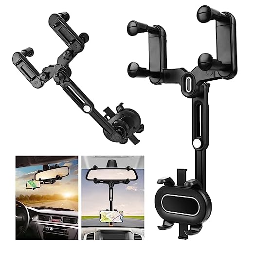 UKOFEW Supporto per telefono specchietto retrovisore，supporto per cellulare universale per auto girevole a 360° e retrattile，Supporto per Telefono per Auto，Per Tutti Gli Smartphone