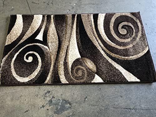 Miniatura 7 de Sculptured Tapete moderno para puerta contemporáneo, diseño de biege marrón chocolate, 258 (2 pies x 3 pies 4 pulgadas)