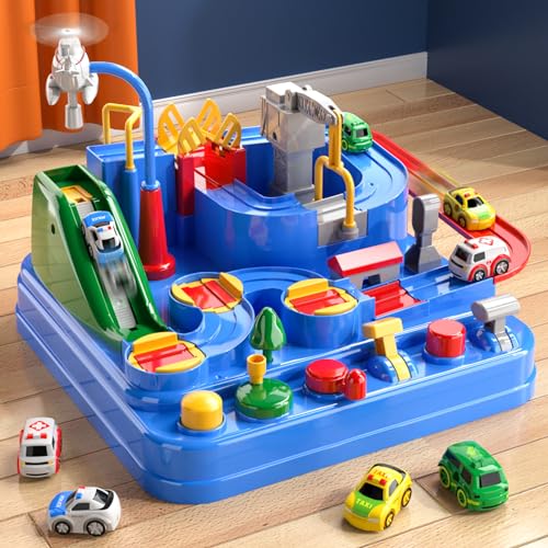 Lucky Doug Toddler Toys for 3 4 5 6 Year Old Boys, Race Car Tracks Toys for...