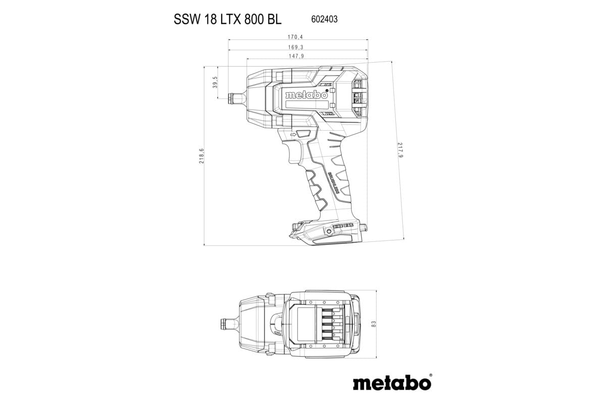 SSW 18 LTX 800 BL (602403660) Atornillador de impacto de batería