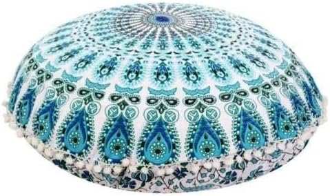 Beautiful Peacock Mandala Cotton Floor Cushion Indian Big Daybed Mandala Floor Pillow Cover