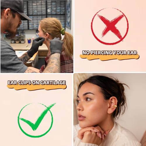 Ear Cuff Earrings for Women Non Piercing - Dainty Cartilage Clip On Earrings Small 925 Sterling Silver Plated Huggie Hoop Cuffs Hypoallergenic Cubic Zirconia Earring for Women Trendy Jewelry Gift4