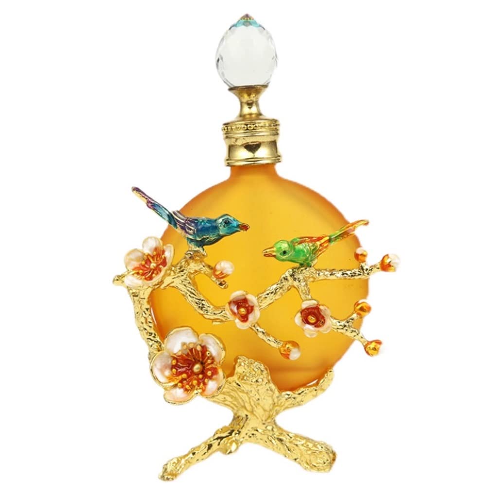 Xzeit Botellas de Perfume de Estilo Retro, Botella de Perfume con Cubierta de Cristal Decorativa de Urraca, Botella de Perfume Recargable Vintage, Botellas de Perfume Decorativas
