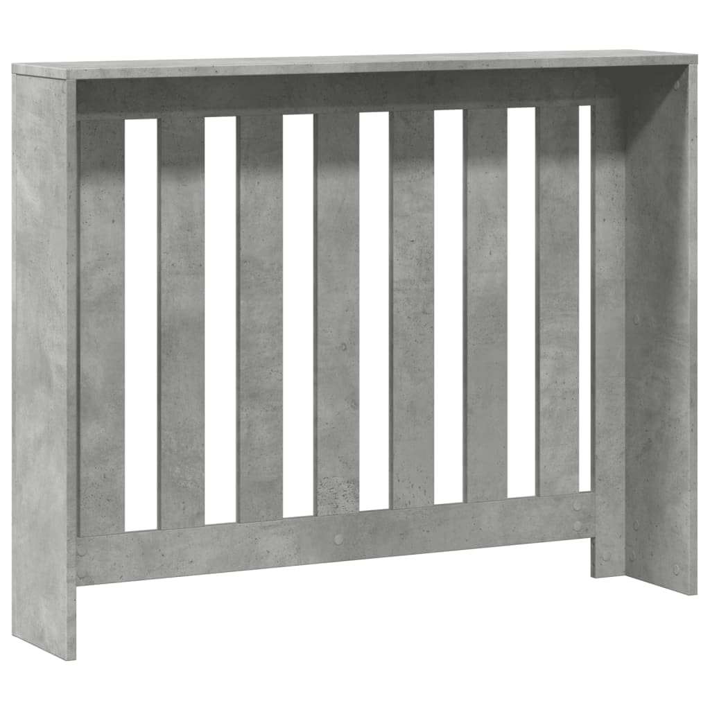 Revestimiento para radiadores de color gris hormigón, material de madera, 104 x 20 x 82 cm, con diseño de lamas, práctica superficie de almacenamiento, duradera y resistente a la humedad