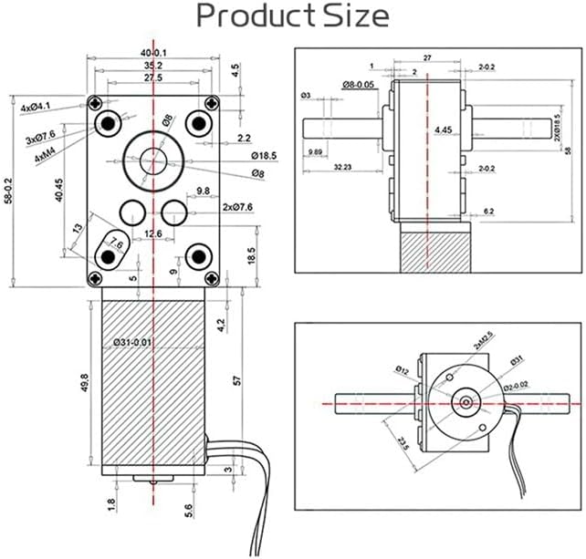 ブラケット 12V 12RPM 5840-31ZY デュアルシャフト DC 電子スターター 高トルク 70KG.CM オールメタルギ