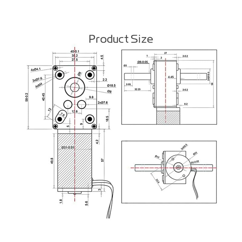 Single 24V 10RPM 5840-31ZY Dual Shaft DC electronic starter High T