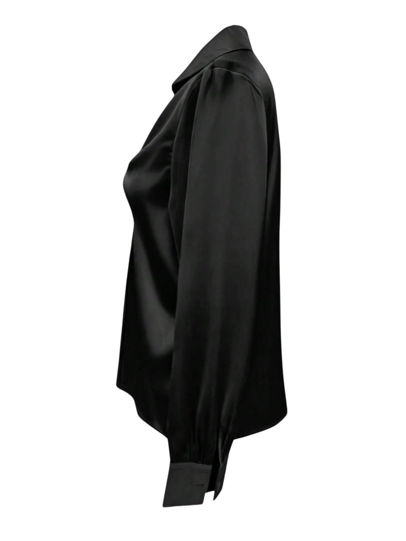 GORGLITTER Chemisier élégant en satin pour femme - Col de chemise - Chemisier d'automne à manches longues - Haut de bureau avec nœuds - Chemisier pour l'automne