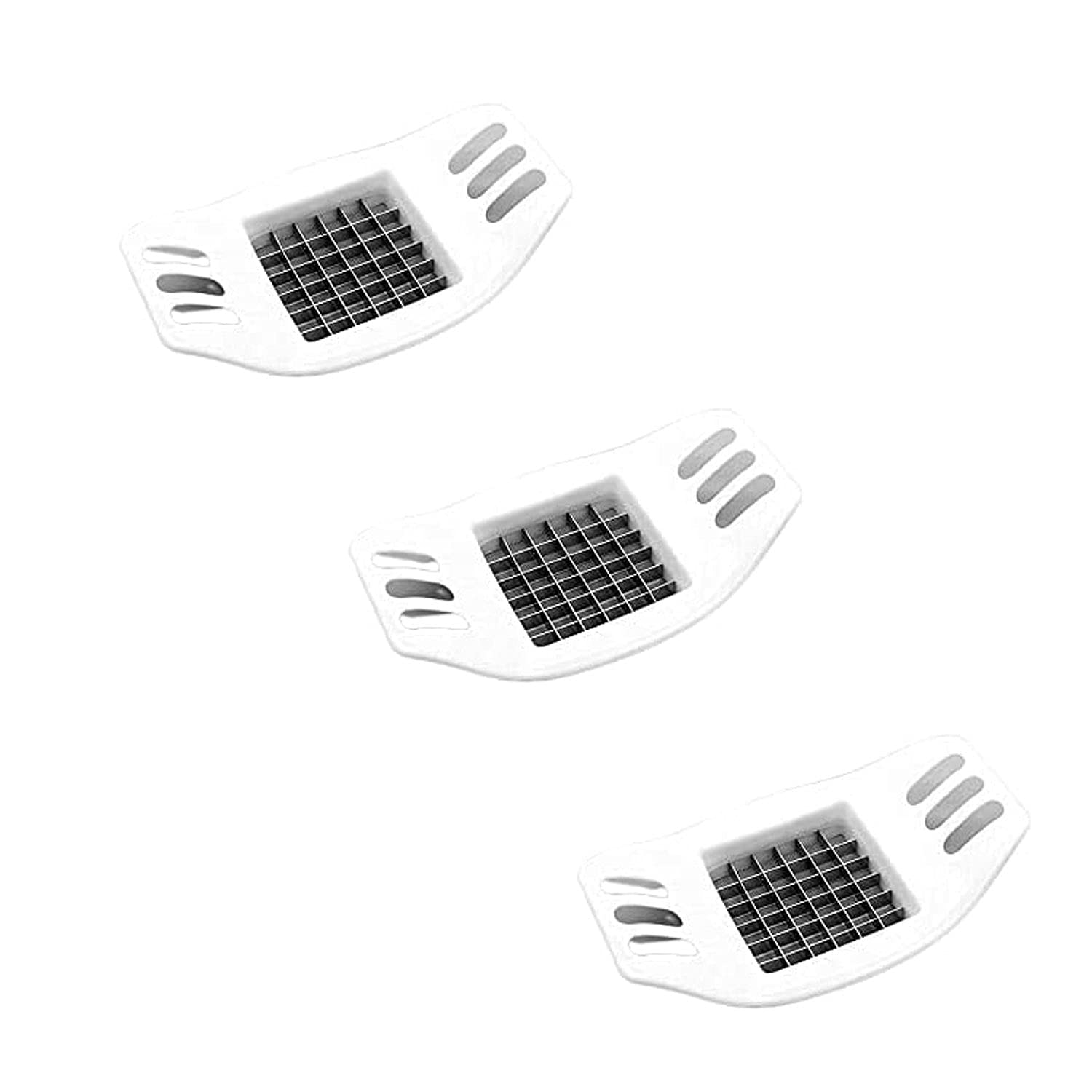 AEX Stainless Steel Potato Chipper – Multifunctional Potato Chip Cutter with Non-Slip Base for French Fries, Chips, Boiled Eggs, Fruit and Vegetable Slicer – Durable White Kitchen Tool