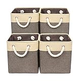 Univivi Foldable Storage Bin [4-Pack] Collapsible Cube Storage Basket with Sturdy Cotton Carry...