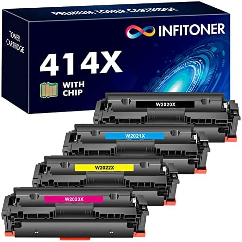 414X 414A Toner Cartridges 4 Pack (with Chip) Compatible Replacement for HP 414X W2020A W2020X Work for Color Laserjet Pro MFP M479fdw M454dw M479fdn M454dn Printer Ink (Black Cyan Magenta Yellow)