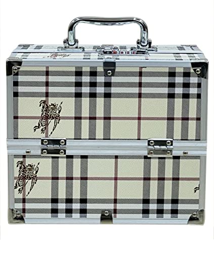 Image of Adson Professional Beauty Women's Makeup Bag, Cosmetic Box, Vanity Case /Box, Trousseau Box, Bridal Jewellery Organiser (Cream)