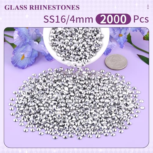 Image of 2000PCS SS16 /4mm Crystal Glass Rhinestones for Bedazzling (Labrador) | Flatback Rhinestones for Crafting DIY Nail Art Makeup Decoration, Gems Diomand Charms for Tumbler Shoes Clothing Mug