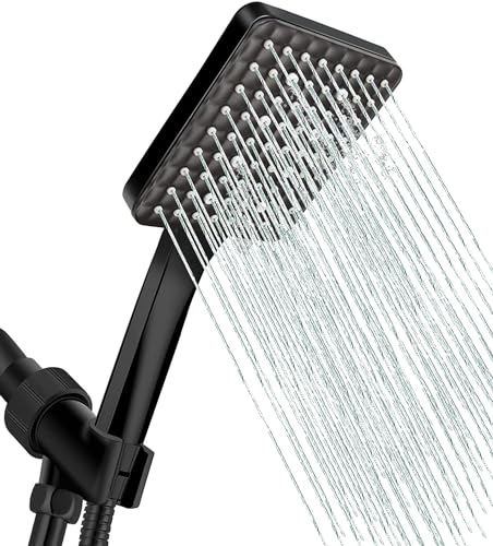[ 2.5 GPM ] GRICH Shower Head with Handheld: 6 Spray Modes/Settings High Pressure Shower Heads with Stretchable 59" 304 Stainless Steel Hose and Multi Angle Adjustable Shower Bracket