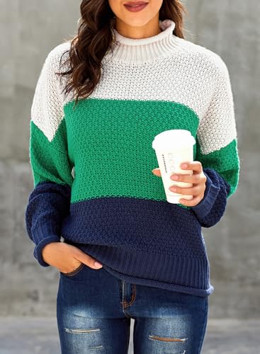 Image of Dokotoo Womens 2026 Winter Fall Solid Turtleneck High Neck Balloon Long Sleeve Sweaters Pullover Outerwear
