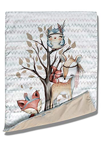 BALBINA Babydecke|Kuscheldecke 75x100 cm|doppelseitig Velvet/Baumwolle mit Füllung|Krabbel- Kinderwagen Spieldecke Boho (Boho Beige) Cover