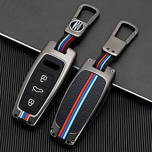 Happyit Zinc Alloy Car Key Cover Cases for Audi A6L A7 A8 Q8 Etron C8 D5 3 Buttons Remote Control Shell Skin 360° Water Proof Protect with Fluorescence (Matt Color)