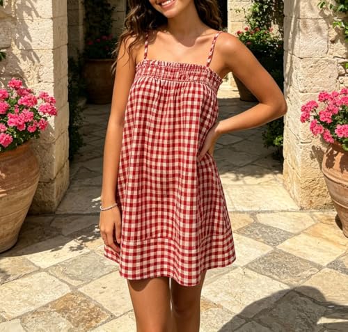 Image of Women Boho Floral Mini Cami Dress Spaghetti Strap Flowy Sling Dress Graphic Backless Summer Holiday Sundress