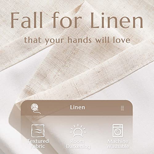 Image of jinchan Lined Linen Curtains 72 Inch Light Blocking Grommet 2 Panels Beige