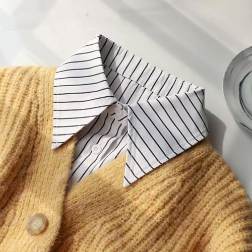 Image of GUZOSJO Blue Striped Detachable Collar Shirt,Dickey Half Blouse False Collar for Lady Girls Men