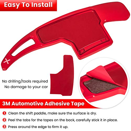 Image of Steering Wheel Shift Paddle Extended Shifter Trim Cover for Ford Mustang 2015 2016 2017 2018 2019 2020 2021 2022 2023 Interior Decoration Accessories Aluminum Alloy (Red 2PCS)