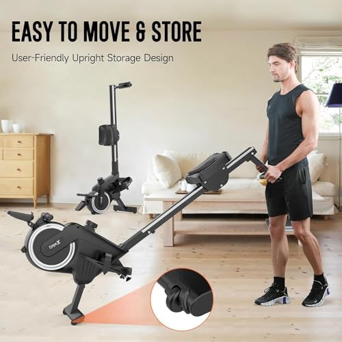 Dripex - Remo magnético de piso, 16 niveles de resistencia, disponible con compatibilidad de aplicaciones, doble deslizador de aluminio, silencioso, capacidad máxima de 120 kg para gimnasio - Imagen 4