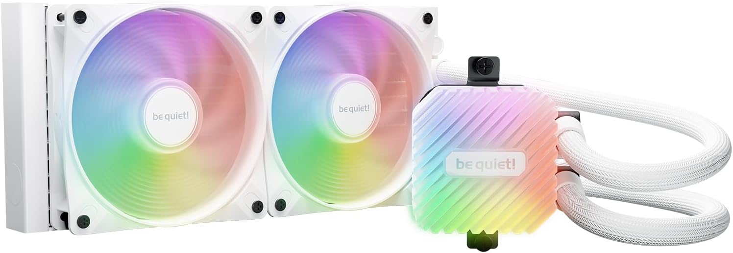 Light Loop 240mm White CPU Liquid Cooler for Heavily Overclocked Systems, 2X Light Wings LX 120mm PWM high-Speed White ARGB Fan, Stylish ARGB Cooling Block, ARGB-PWM-Hub