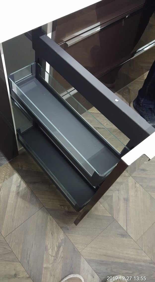 Kitchen Soft-Closing Shelf Glass Rectangular Bottle Pullout Unit BPO (300 mm)-image-23
