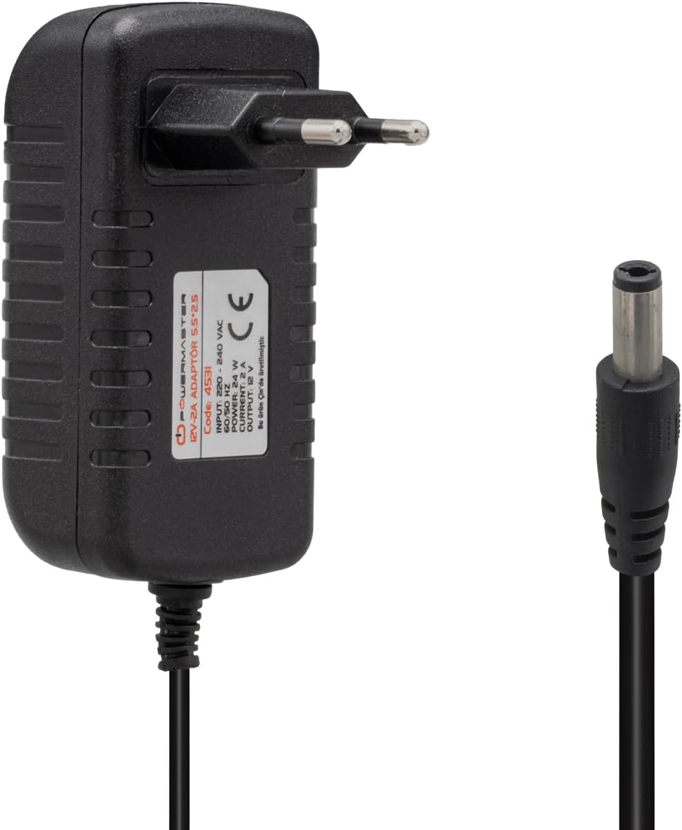 12 Volt - 2 Amper 5.5 * 2.5 Mm Uçlu Plasti̇k Kasa Pri̇z Ti̇pi̇ Adaptör