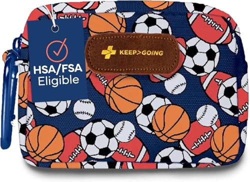Image of KeepGoing Small Travel First Aid Kit Kids – 60 Pc. Mini First Aid Kit for Purse, Diaper Bag, & Backpack with Latex-Free Bandages – 4 Oz., & 4.5 x 3.5 x 2 in, TSA-Approved