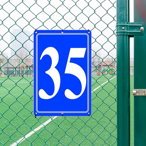 Image of Premium Aluminum Number Signs 35, Metal 12 inch X 8 inch Blue Numbered Signs Outdoor for Parking Lots, Floor, Dock, Court, Aisle, Field, High Visibility, No Fade, Weather-resistant