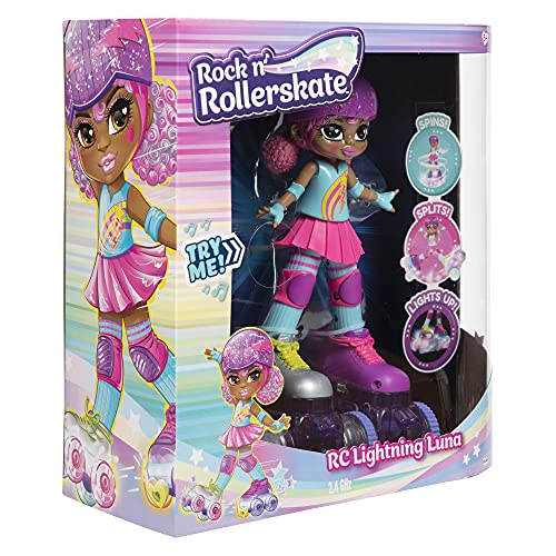 Rock N Rollerskate Doll Lightning Luna Light Up Remote Control Rollerskating Doll - Plays Music And Skates!, 10" H #TOP6