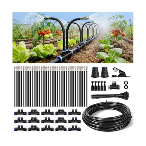 50FT High-Flow Irrigation System for Garden, 12mm Main Tubing,30 Nozzles