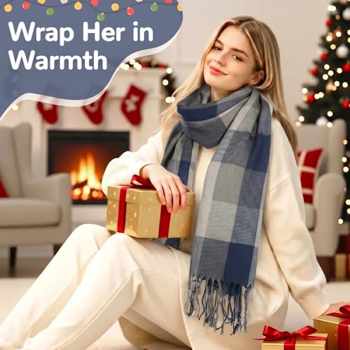 Image of Loritta Winter Scarf for Women, Long Plaid Shawl Wraps Scarves Gifts