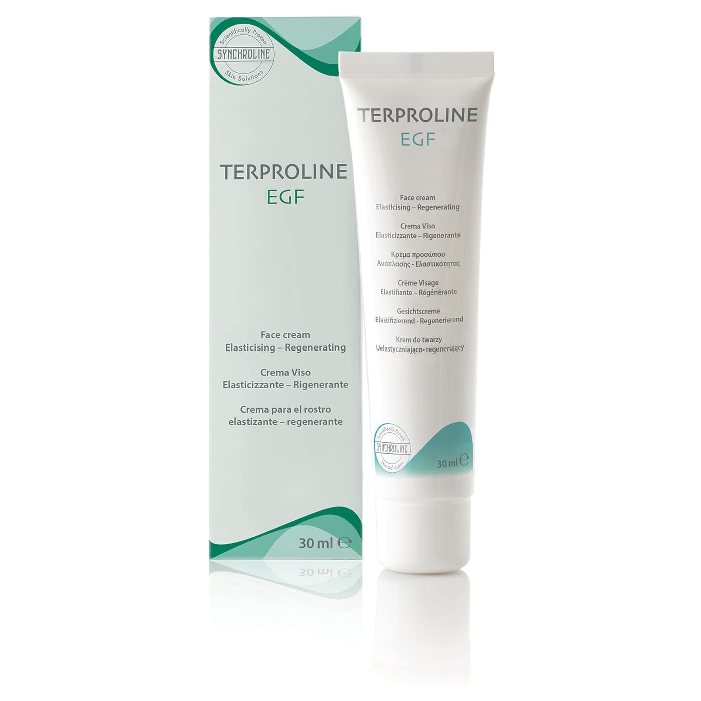 Synchroline - Terproline Egf Crema Viso Tonificante e Rigenerante 30 Ml Con Fattore Di Crescita Epidermico Acido Ialuronico e Centella Asiatica Post Trattamenti Estetici, Made In Italy