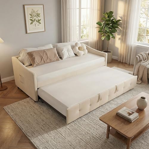 Multifunctionele Slaapbank Met Uittrekbed 90x200,2-zits Slaapbank Bankbed