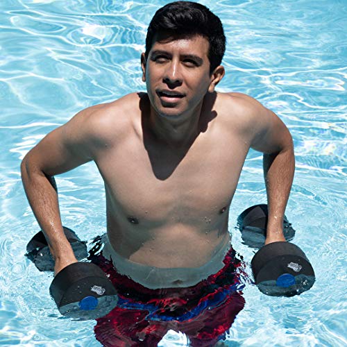 Sunlite Sports High-Density EVA-Foam Dumbbell Set - Soft Padded - Water Aerobics, Aqua Therapy, Pool Fitness, Water Exercise - Multiple Sizes (Black Medium)