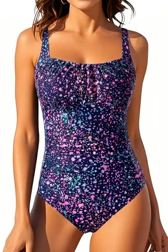 Image of Aqua Eve One Piece Bathing Suit for Women Tummy Control Swimsuit Slimming Vintage Swimwear