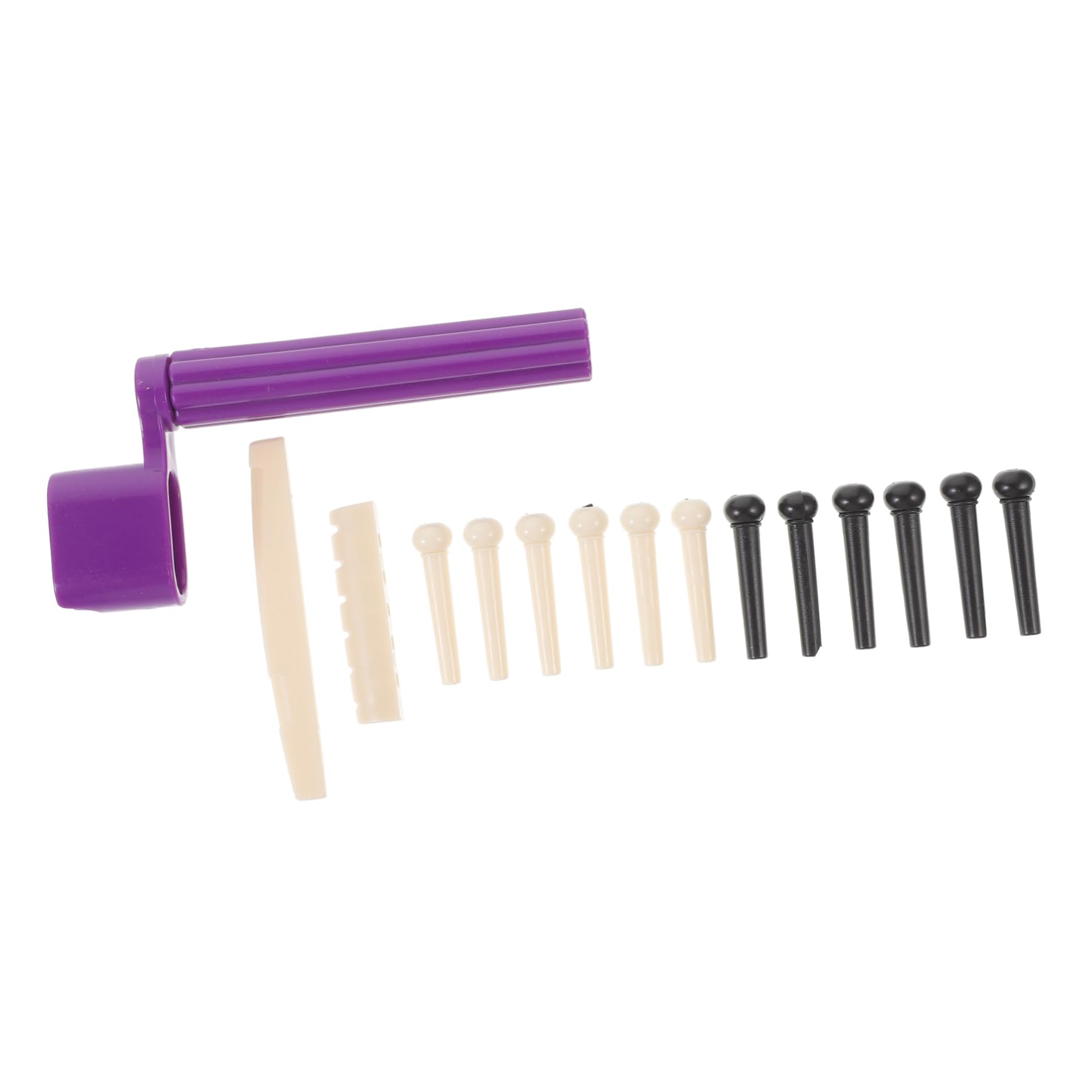 ERINGOGO Folk Guitar Parts Kit String Winder Saddle Nut Bridge Pins Guitar Accessory Set (15pcs) Abs Material Random