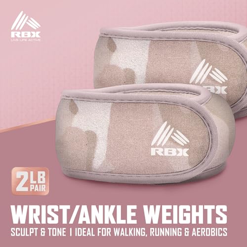 Image of RBX Wrist & Ankle Weights Set (2LB Pair /1LB Each), Adjustable Comfort Fit for Training & Toning
