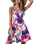 STYLEWORD Women's V Neck Floral Spaghetti Strap Summer Dress Casual Swing Midi Sundress with Pockets(Floral34-412,Medium)