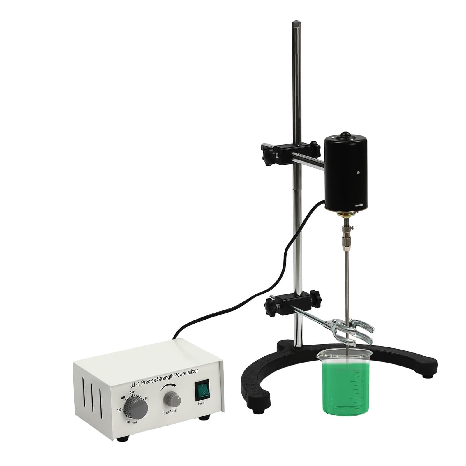 Agitador Eléctrico De Laboratorio Mezclador Overhead 100W, Agitador Químico Profesional 0-3000 RPM Temporizador 120 Min, Mezclador Líquido Velocidad Ajustable Acero Inoxidable 304